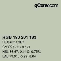 Color code: RGB 193 201 183 | qconv.com
