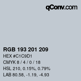 Color code: RGB 193 201 209 | qconv.com