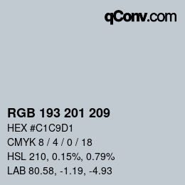 Color code: RGB 193 201 209 | qconv.com