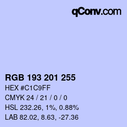 Color code: RGB 193 201 255 | qconv.com