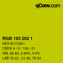 カラーコード: RGB 193 202 1 | qconv.com