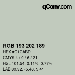 カラーコード: RGB 193 202 189 | qconv.com