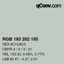 Color code: RGB 193 202 195 | qconv.com
