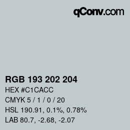 カラーコード: RGB 193 202 204 | qconv.com