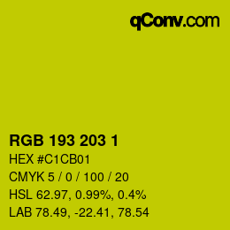 カラーコード: RGB 193 203 1 | qconv.com