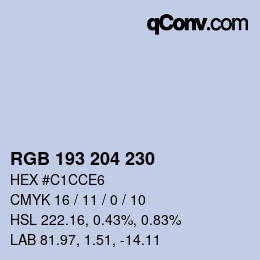 カラーコード: RGB 193 204 230 | qconv.com
