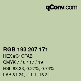 颜色代码: RGB 193 207 171 | qconv.com