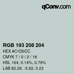カラーコード: RGB 193 208 204 | qconv.com