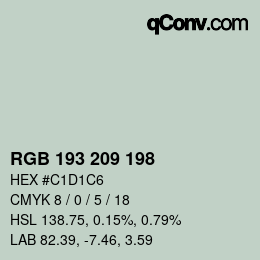 カラーコード: RGB 193 209 198 | qconv.com