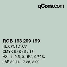 カラーコード: RGB 193 209 199 | qconv.com