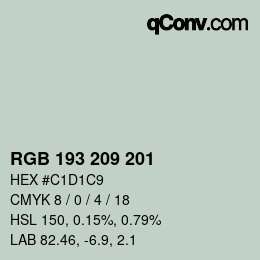 Color code: RGB 193 209 201 | qconv.com