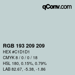 Color code: RGB 193 209 209 | qconv.com