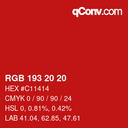 Color code: RGB 193 20 20 | qconv.com
