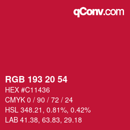 カラーコード: RGB 193 20 54 | qconv.com