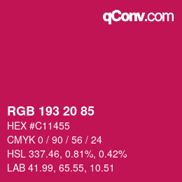 カラーコード: RGB 193 20 85 | qconv.com