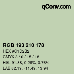 Color code: RGB 193 210 178 | qconv.com