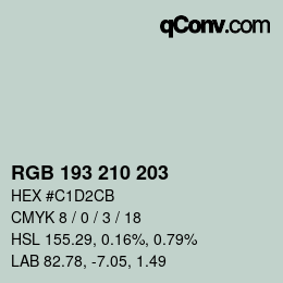 颜色代码: RGB 193 210 203 | qconv.com