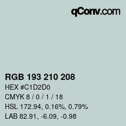 Color code: RGB 193 210 208 | qconv.com