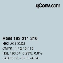 Código de color: RGB 193 211 216 | qconv.com