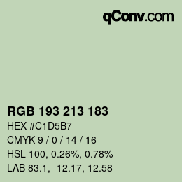 Color code: RGB 193 213 183 | qconv.com