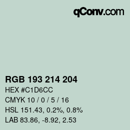 颜色代码: RGB 193 214 204 | qconv.com