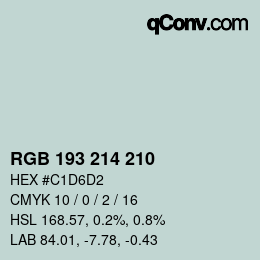 カラーコード: RGB 193 214 210 | qconv.com