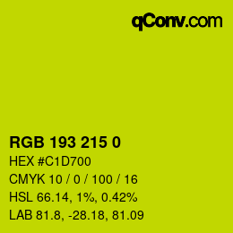 Color code: RGB 193 215 0 | qconv.com