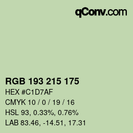 Código de color: RGB 193 215 175 | qconv.com