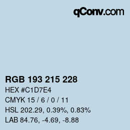Farbcode: RGB 193 215 228 | qconv.com