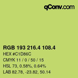 カラーコード: RGB 193 216.4 108.4 | qconv.com
