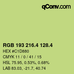 カラーコード: RGB 193 216.4 128.4 | qconv.com