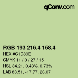 カラーコード: RGB 193 216.4 158.4 | qconv.com