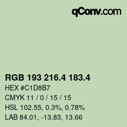 カラーコード: RGB 193 216.4 183.4 | qconv.com