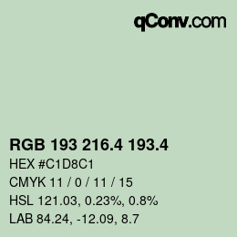 カラーコード: RGB 193 216.4 193.4 | qconv.com