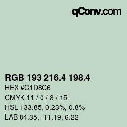 カラーコード: RGB 193 216.4 198.4 | qconv.com