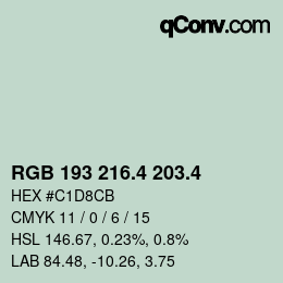 カラーコード: RGB 193 216.4 203.4 | qconv.com