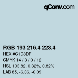 カラーコード: RGB 193 216.4 223.4 | qconv.com