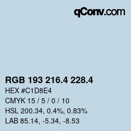 カラーコード: RGB 193 216.4 228.4 | qconv.com
