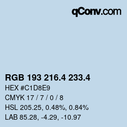 カラーコード: RGB 193 216.4 233.4 | qconv.com