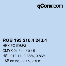 カラーコード: RGB 193 216.4 243.4 | qconv.com