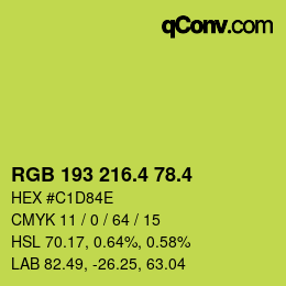 カラーコード: RGB 193 216.4 78.4 | qconv.com