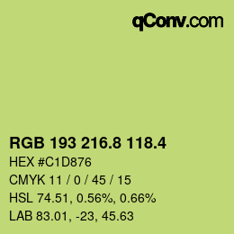カラーコード: RGB 193 216.8 118.4 | qconv.com