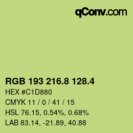 カラーコード: RGB 193 216.8 128.4 | qconv.com