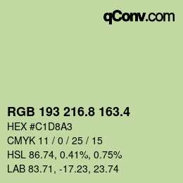 カラーコード: RGB 193 216.8 163.4 | qconv.com