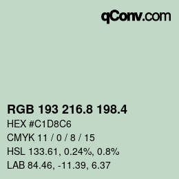 カラーコード: RGB 193 216.8 198.4 | qconv.com