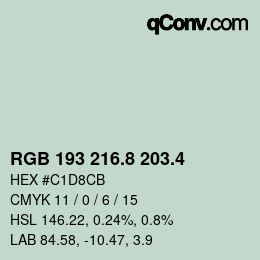 カラーコード: RGB 193 216.8 203.4 | qconv.com