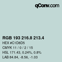 カラーコード: RGB 193 216.8 213.4 | qconv.com