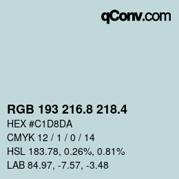 カラーコード: RGB 193 216.8 218.4 | qconv.com