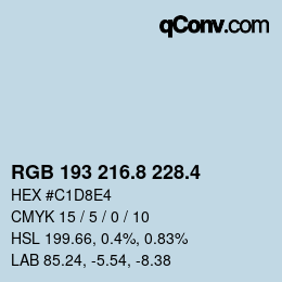 カラーコード: RGB 193 216.8 228.4 | qconv.com