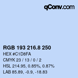 カラーコード: RGB 193 216.8 250 | qconv.com